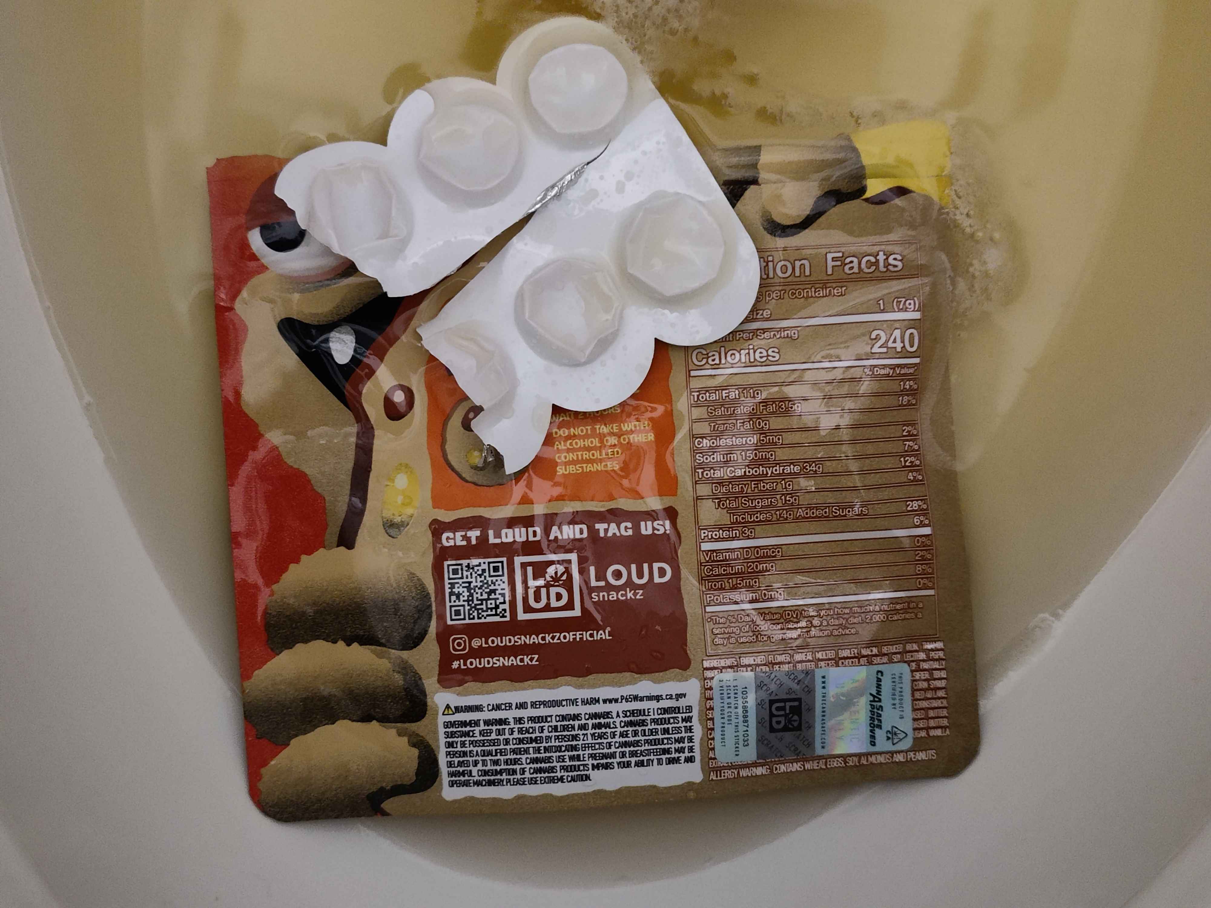 Edibles from Loud Snackz in a toilet bowl